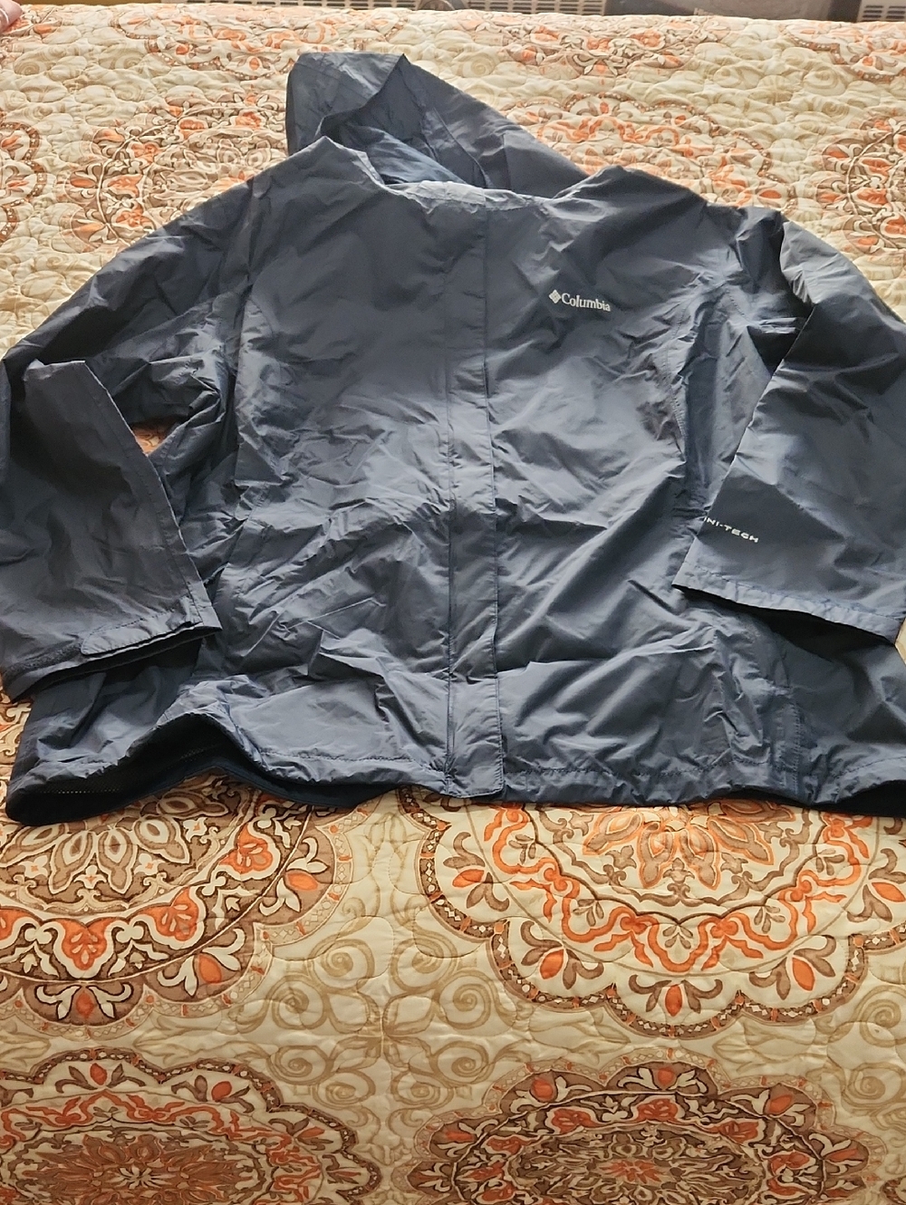 Columbia Navy Blue Hooded Rain Shell Mens 2X